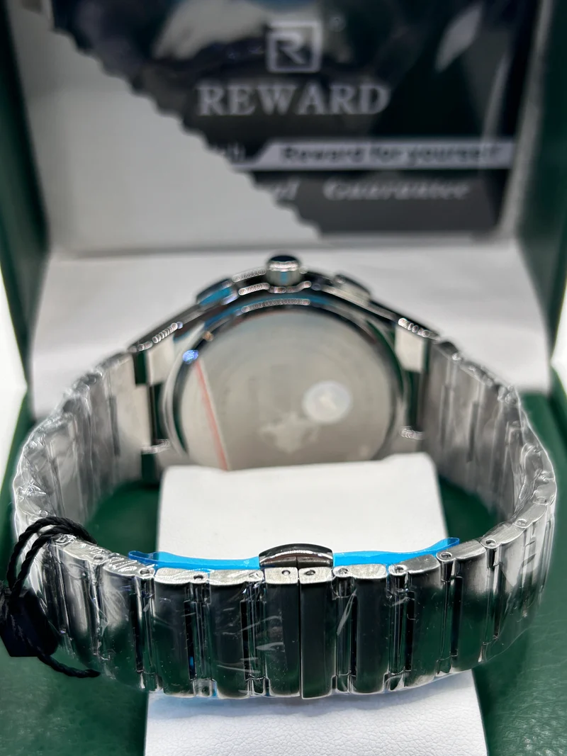 ساعة REWARD كرونوغراف من الفولاذ المقاوم للصدأ بمينا أبيض – الصورة 2