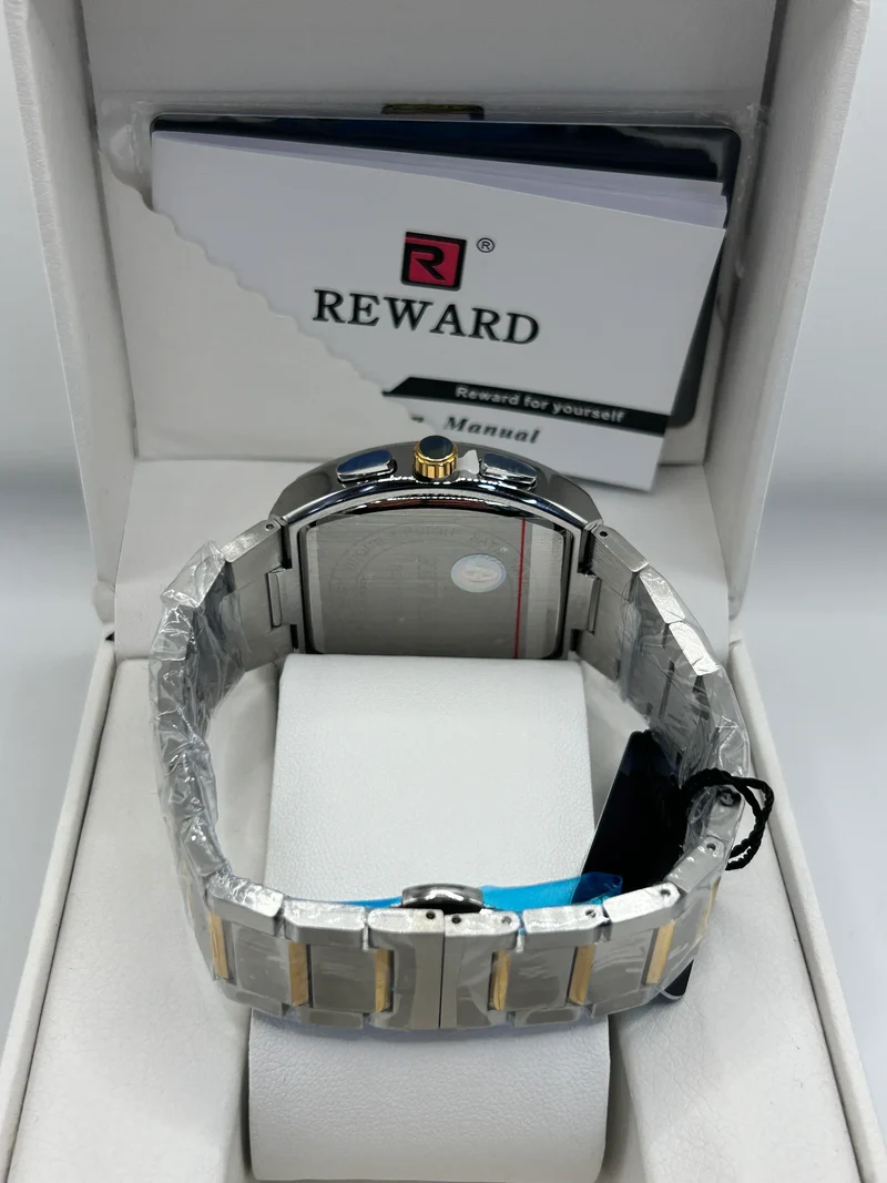 ساعة Reward بحركة كوارتز ثنائية اللون بمينا أبيض – الصورة 2