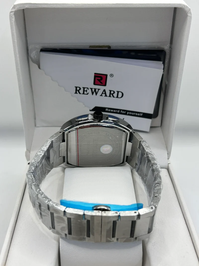 ساعة Reward كرونوغراف من الفولاذ المقاوم للصدأ بمينا أسود – الصورة 2